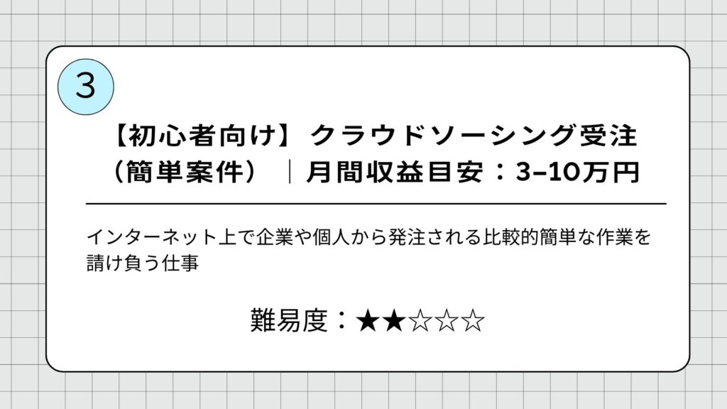 【初心者向け】クラウドソーシング受注(簡単案件)|月間収益目安:3-10万円