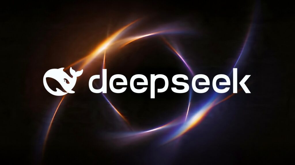 黒い背景にオレンジと青の光の帯が円を描き、白いクジラのアイコンとdeepseekの文字が入ったロゴ画像。2024年後半からClaudeとGPTは中国6社に蒸留され続けていた
