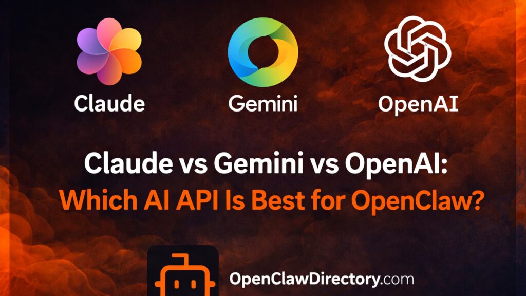 Claude・Gemini・OpenAIのロゴと名前を横並びにし、OpenClawDirectoryのロボットアイコンを添えた比較バナー画像。ChatGPT課金中の人はAPI代0円でAI代行「Kari」を動かせる