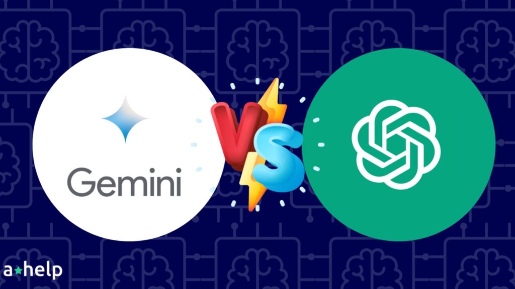 紺色の背景に、白い円のGeminiのロゴと緑の円のChatGPTのロゴがVSの文字を挟んで左右に並ぶ画像。ChatGPTを親に勧めて豪州の塾が閉鎖、日本ならGeminiは月725円だ