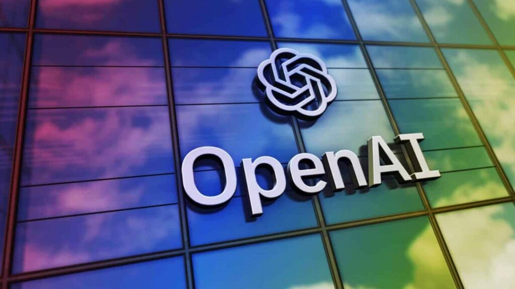 ガラス張りのビル外壁に付いたOpenAIのロゴと立体文字、色とりどりの光が反射している写真。ChatGPT Space公開、月3,000円のPlusでは文書を作れない