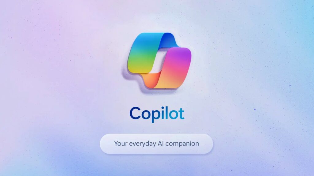 Microsoft Copilotのカラフルなリボン型ロゴとキャッチフレーズが薄紫のグラデーション背景に並ぶ画像。Copilot満足度78%の裏で87.5%が情報の散らばりに困っていた