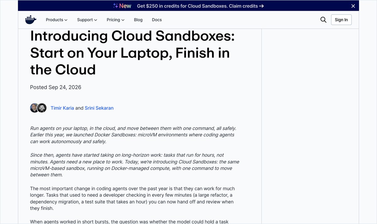 Docker Cloud Sandboxesの発表ブログ