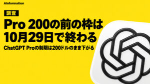 ChatGPT Proの制限は10月29日に下がり公式から倍率が消えた