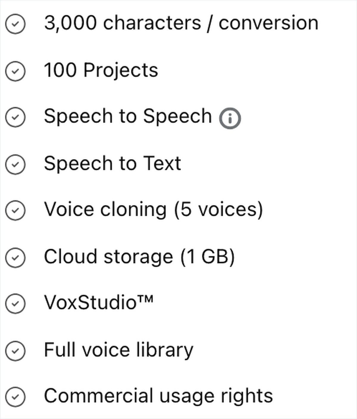 Voicemakerの公式料金ページで有料のStarterの欄を写した画面。英語で、月5ドル、Voice cloning（5 voices）、Commercial usage rightsと書かれている