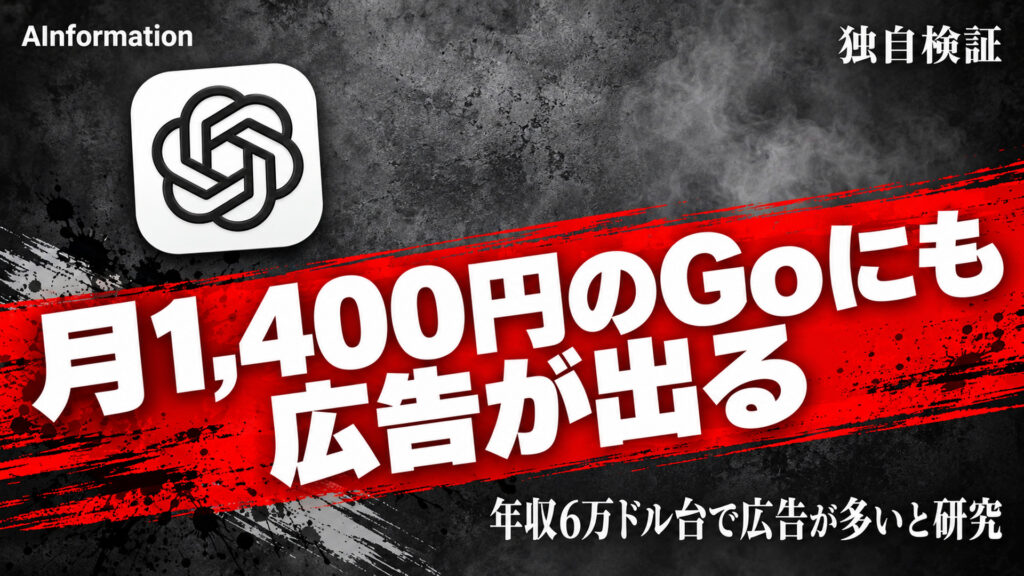月1,400円のGoにも広告が出る。年収6万ドル台で広告が多いと研究