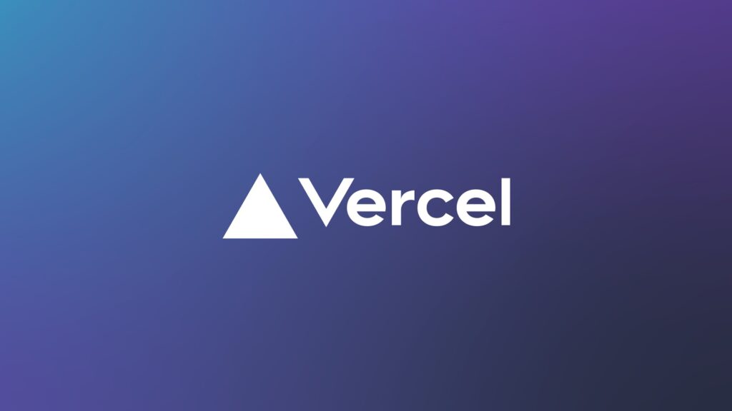 Vercelの三角形のロゴとロゴタイプが青から紫のグラデーション背景に白抜きで表示された画像。Vercel、Jevが有料チームの35%に普及 支出はわずか0.27%だ