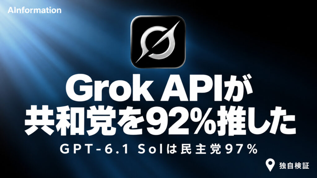 Grok APIが共和党を92%推した。GPT-6.1 Solは民主党97%