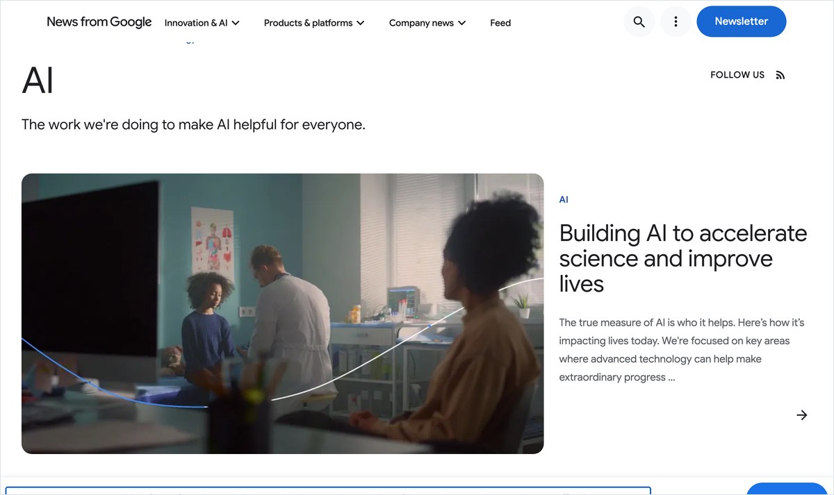 Google公式ブログのAI関連の発表ページ