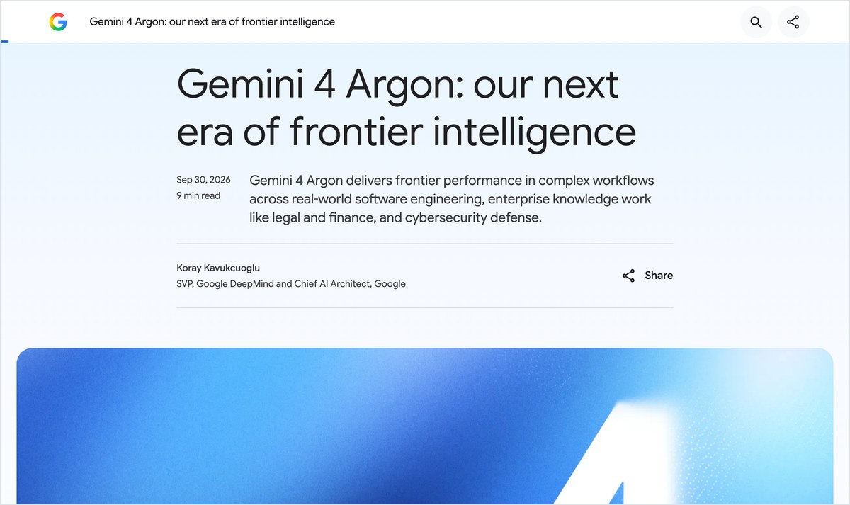 Gemini 4 Argonを発表したGoogle公式ブログ