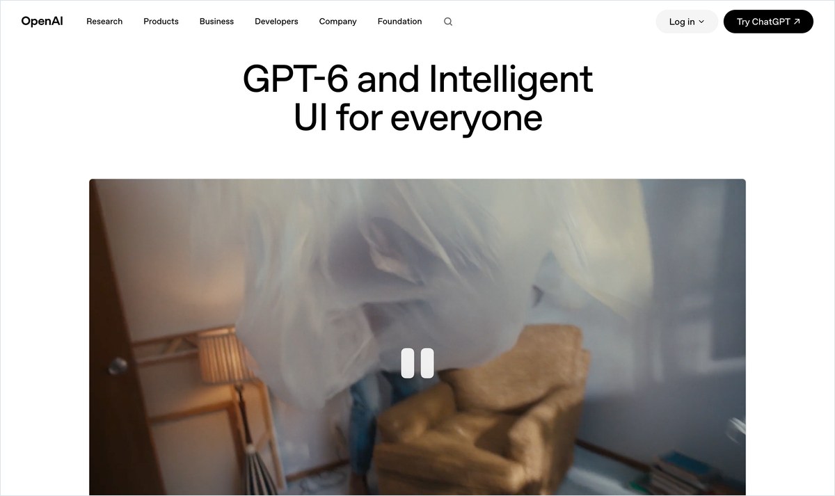 OpenAI の GPT-6 提供の発表ページ