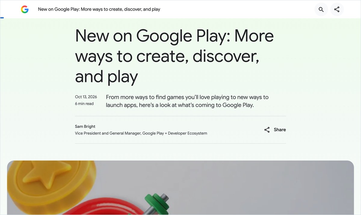 Google Playの新機能を伝える公式ブログ