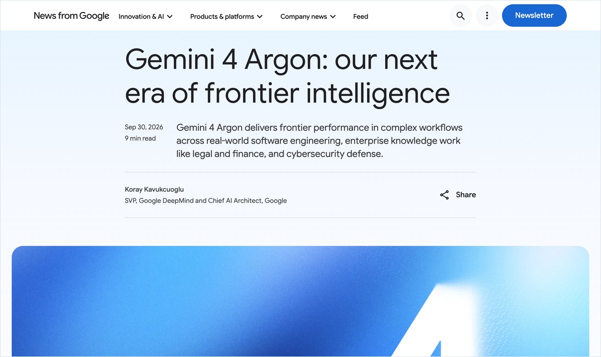 GoogleのGemini 4 Argon発表ページ
