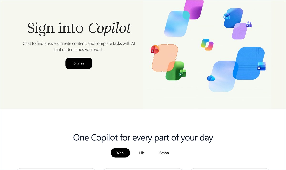 Copilot の公式ページ