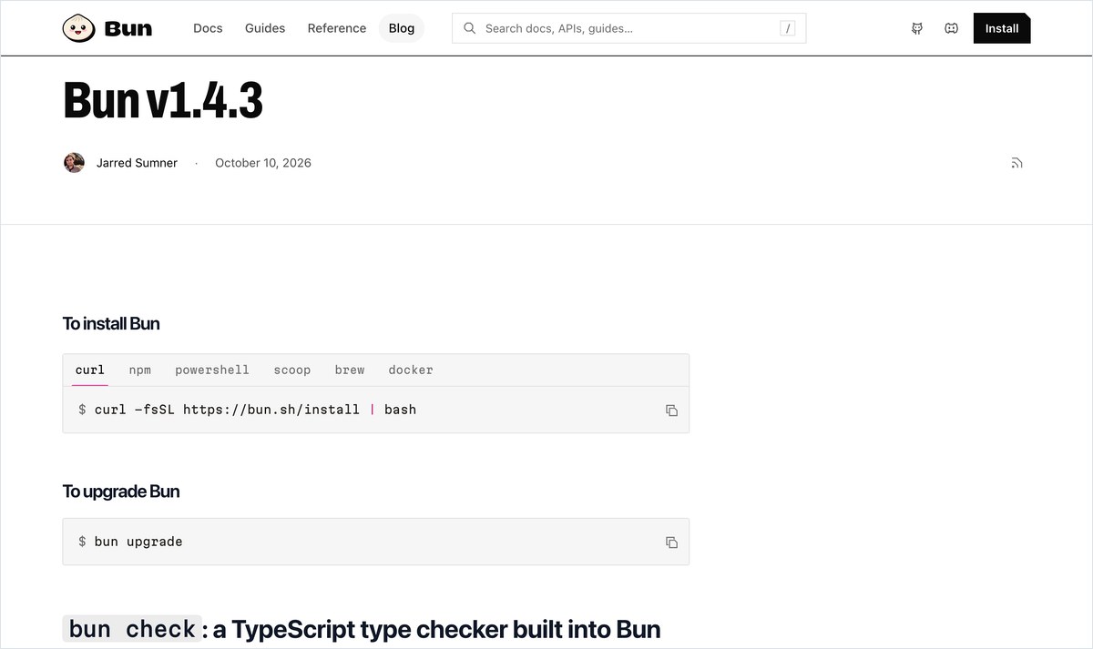 Bun v1.4.3の公式リリースノート