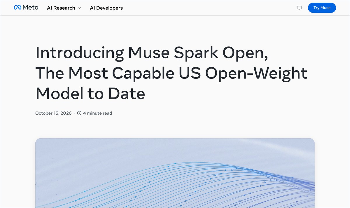 Muse Spark Openを発表したMetaの公式ブログ