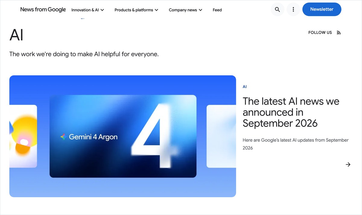 GoogleのAIの発表が並ぶ公式ブログ