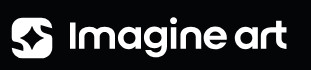 黒い背景に白いアイコンと「Imagine art」の文字を並べたImagine AI Art Generatorのロゴ