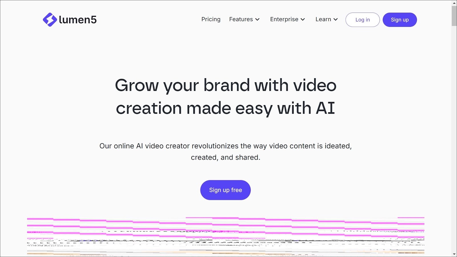 Lumen5（動画生成AIアプリ）の公式サイトの画面