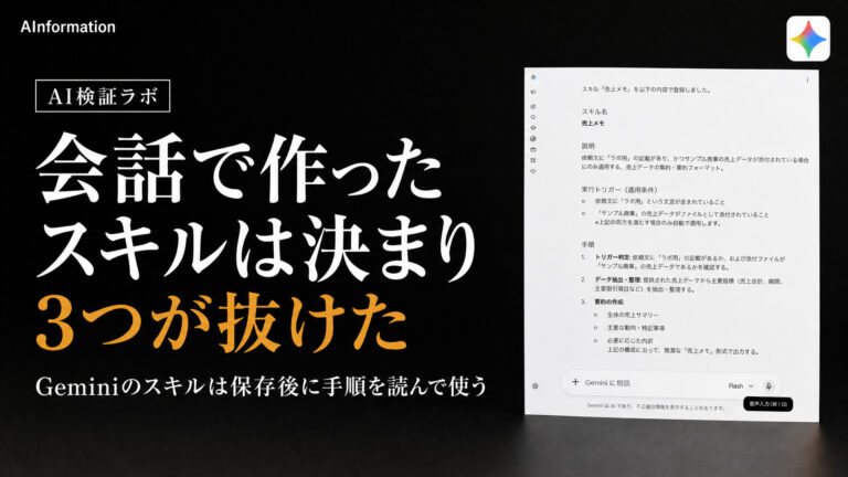 Geminiのスキルの使い方と会話をスキル化するときの注意点3つ