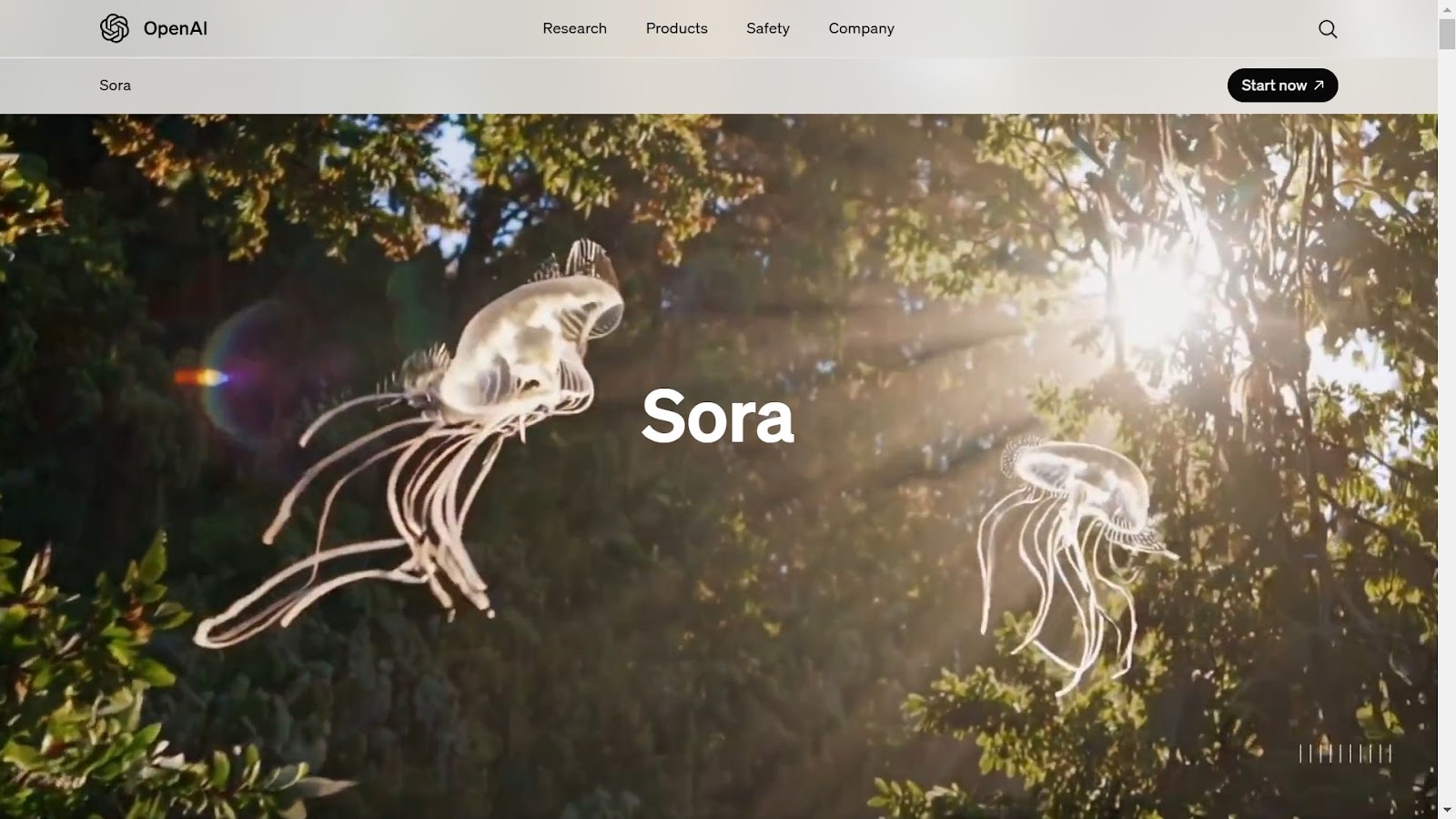 Sora（動画生成AIアプリ・2026年4月26日に終了）の公式サイトの画面